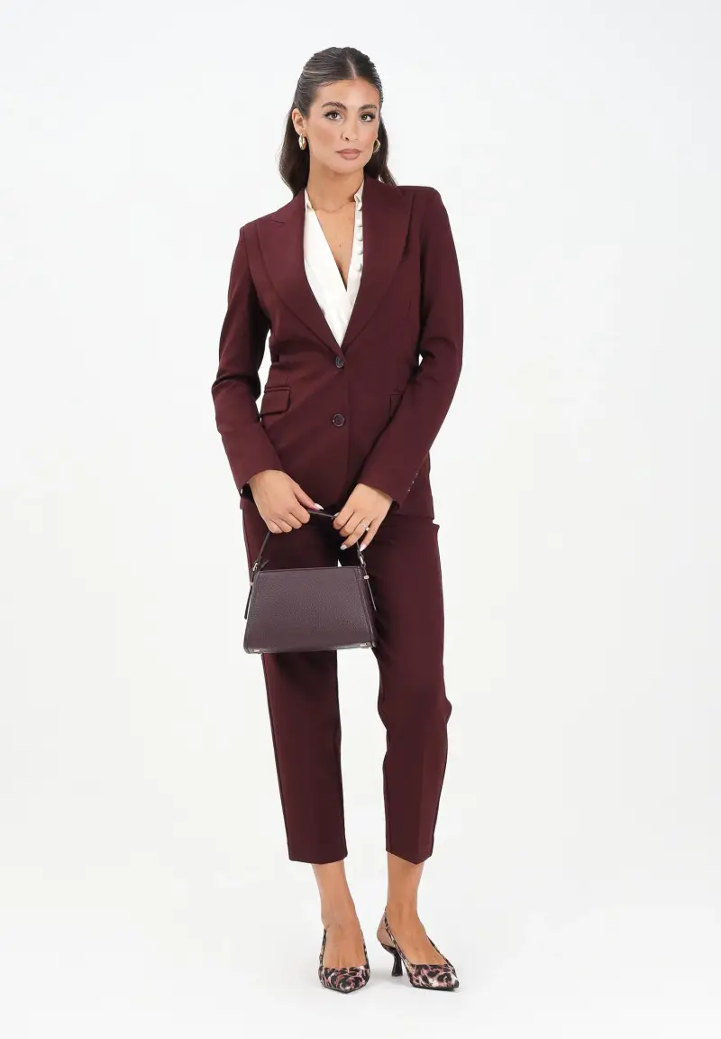 Pantalone elegante bordeaux da donna miniatura 2