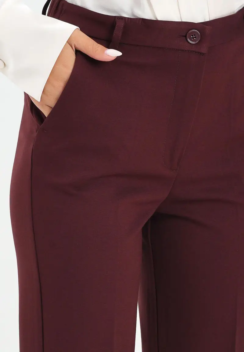 Pantalone elegante bordeaux da donna miniatura 3