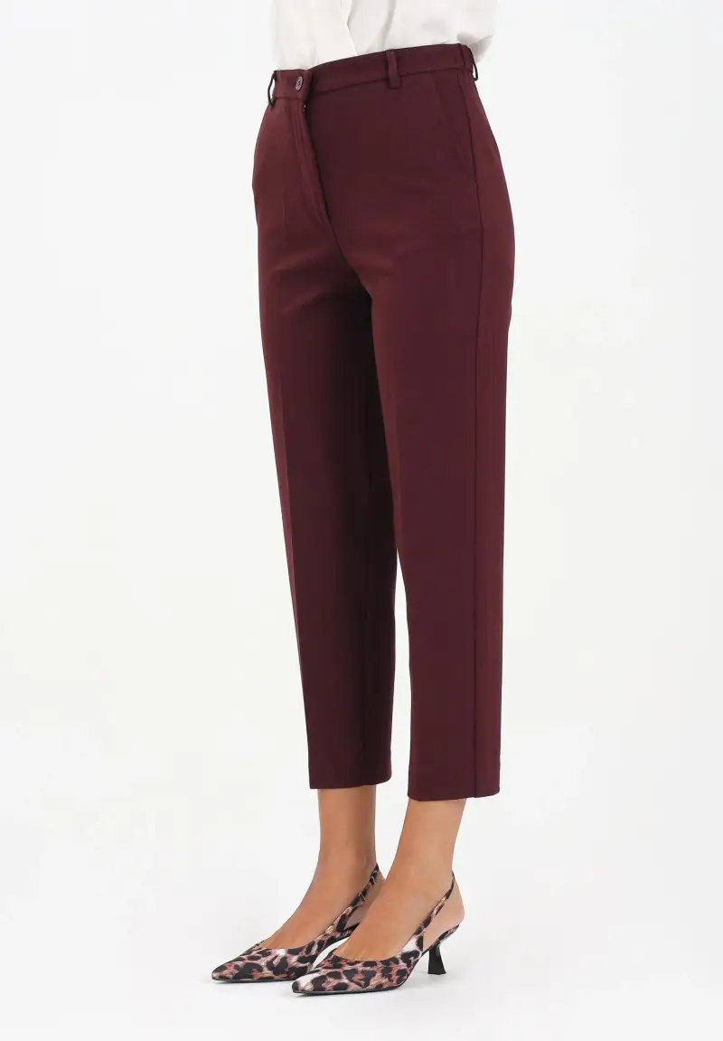 Pantalone elegante bordeaux da donna