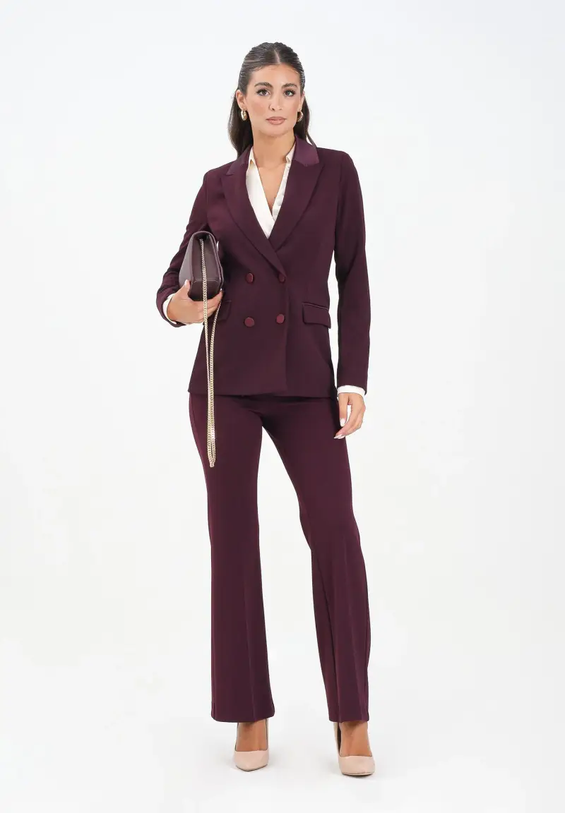 Pantalone elegante bordeaux da donna miniatura 2