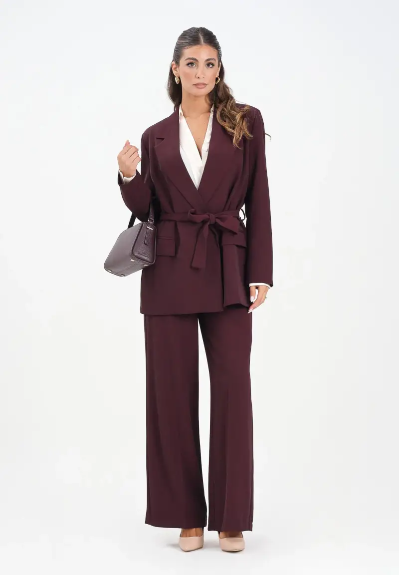 Pantalone elegante bordeaux da donna miniatura 2
