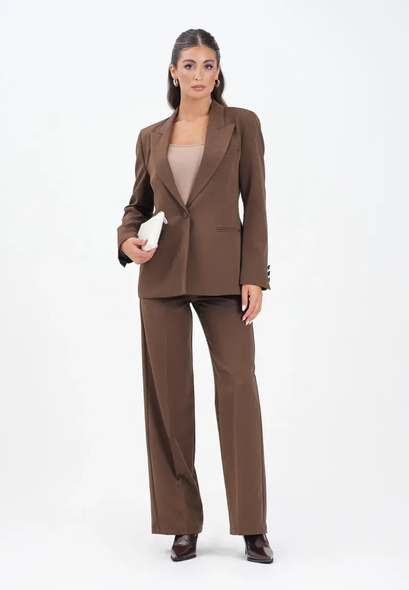 Pantalone elegante marrone da donna miniatura 2