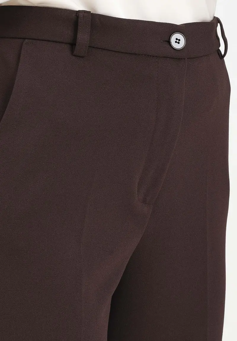 Pantalone elegante marrone da donna miniatura 3