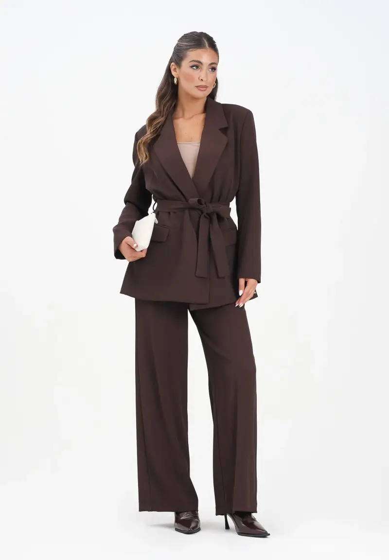 Pantalone elegante marrone da donna miniatura 2