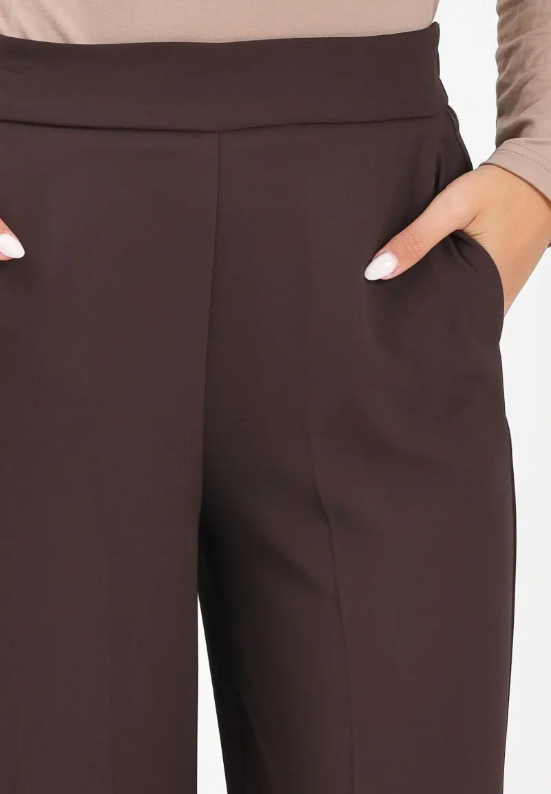 Pantalone elegante marrone da donna miniatura 3