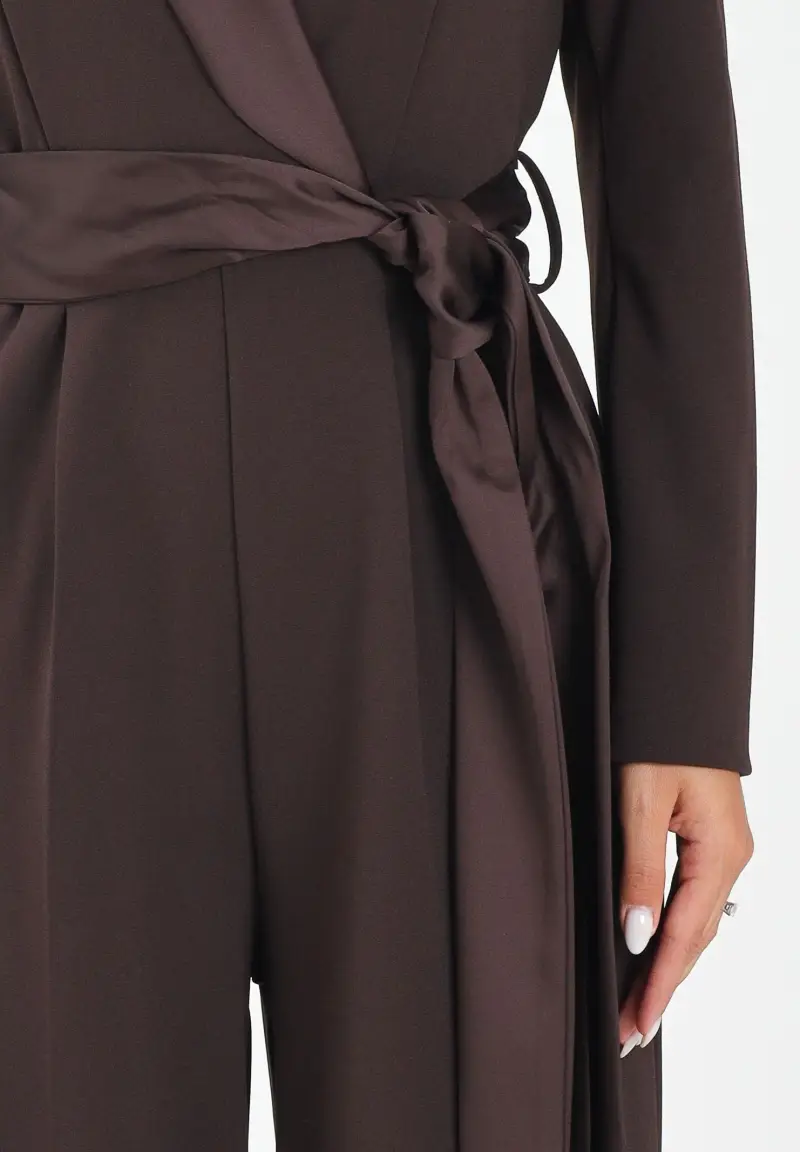 Tuta elegante marrone da donna miniatura 3