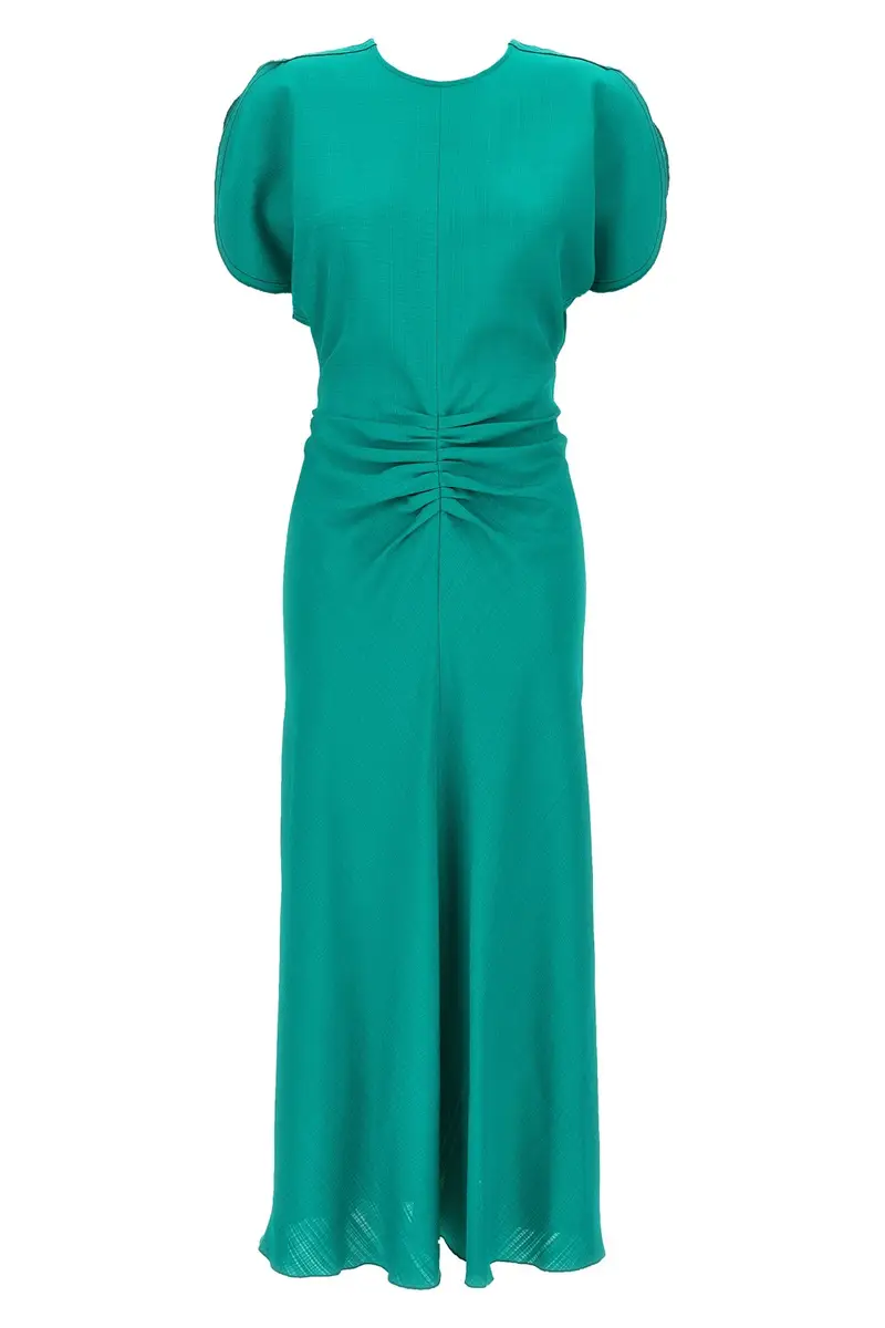 Abito Gathered Waist Midi Verde