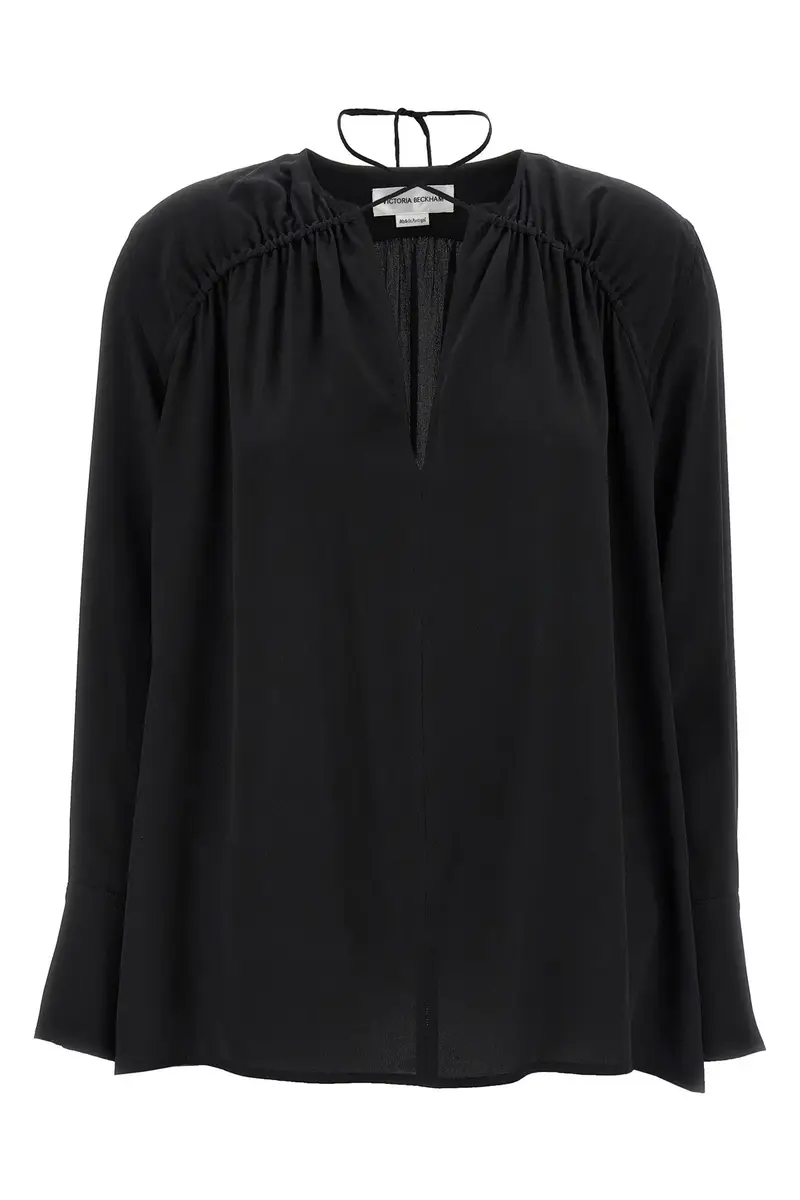 Blusa Gather Detail Tie Nero