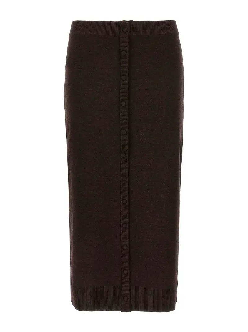 Bottoni Midi Skirt Marrone