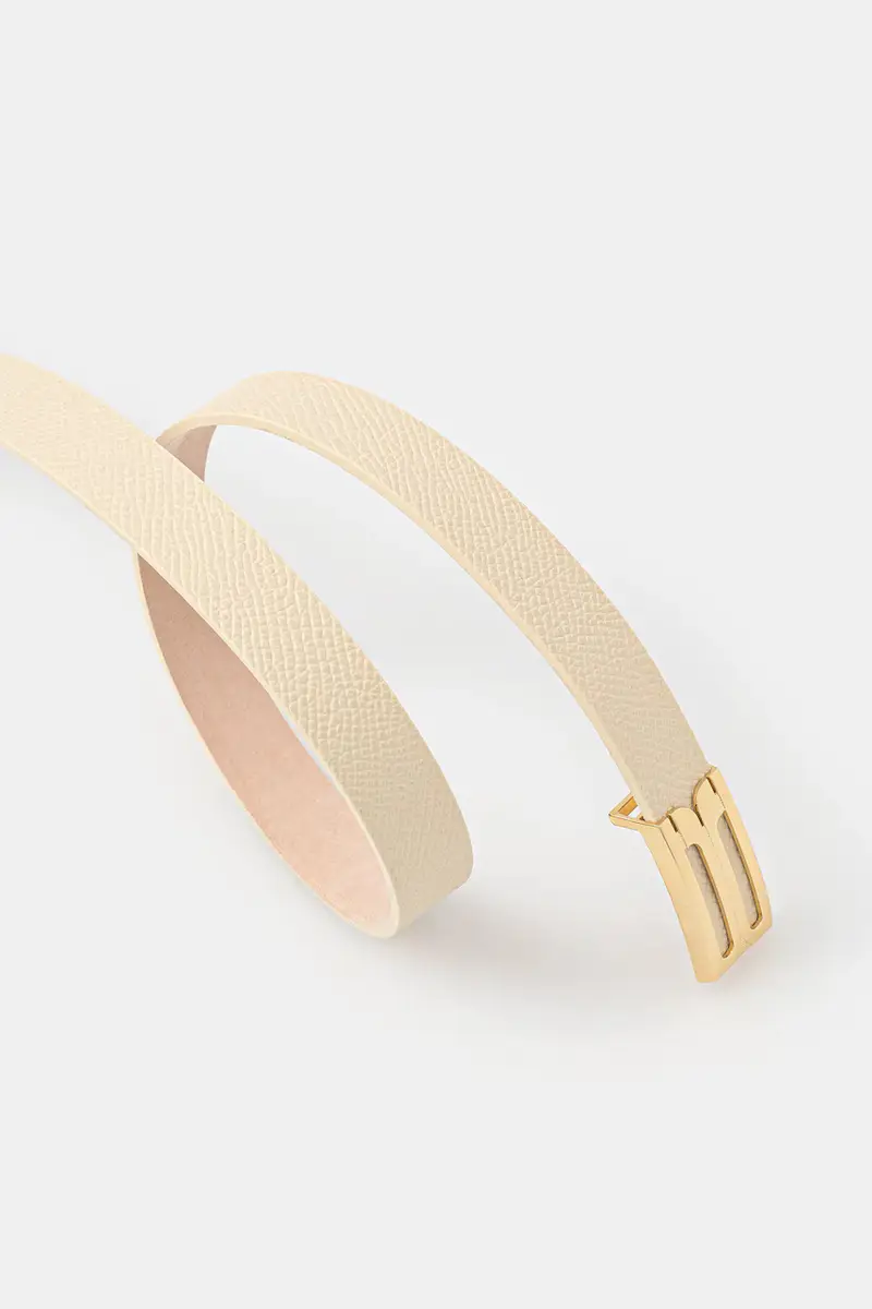 cintura in pelle Beige miniatura 2