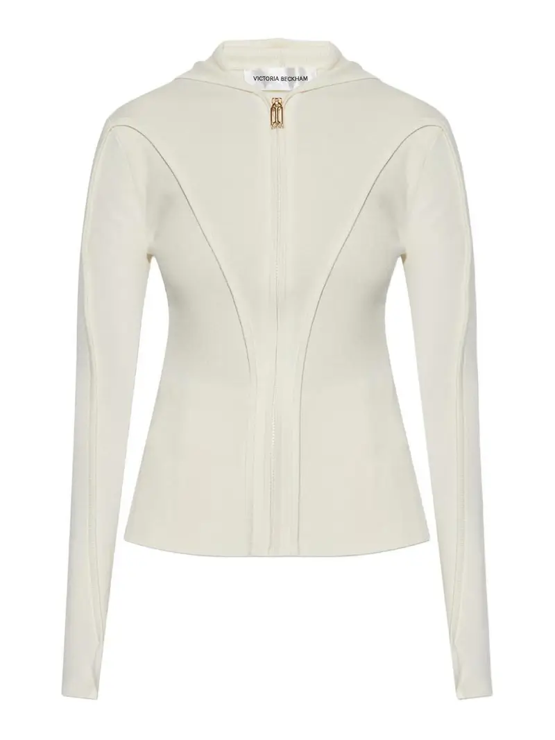 Giacca con cappuccio con cerniera Bianco