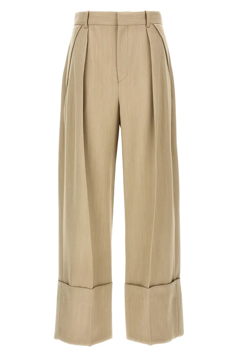 Pantalone Maxi Risvolto Beige