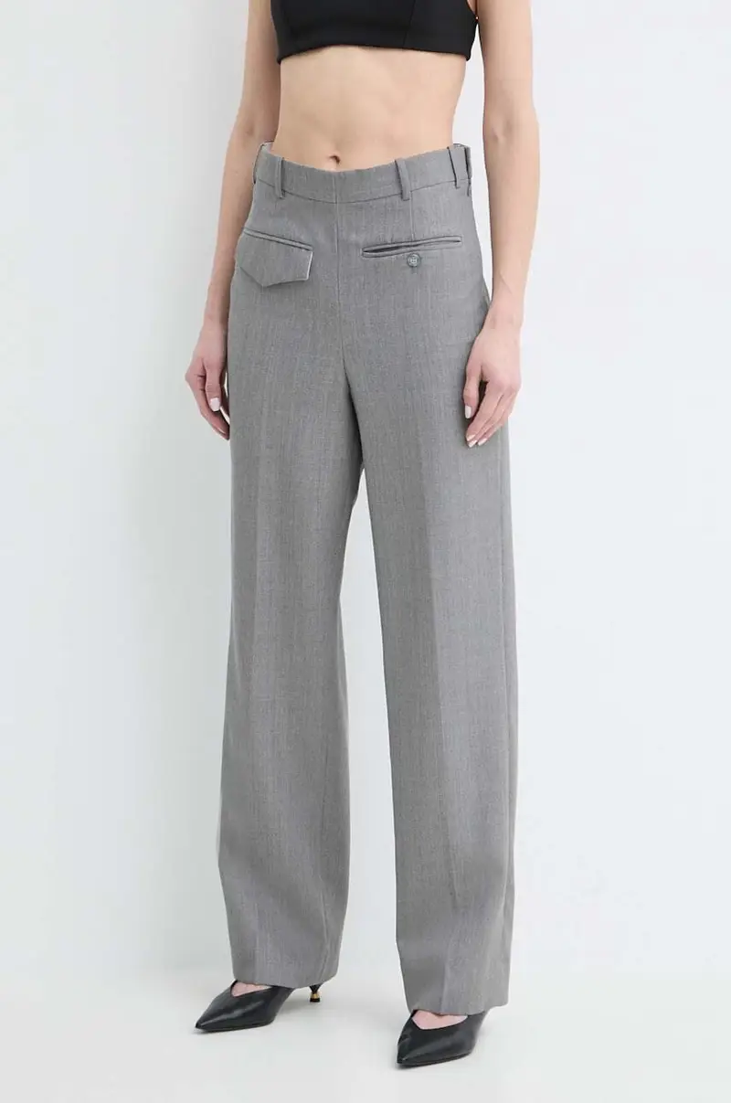 pantaloni in lana colore grigio 1224WTR005385A