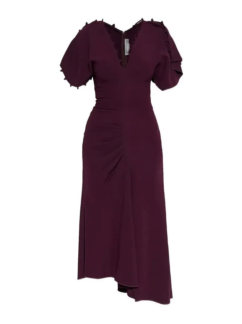 Vestito con scollo a V Rosso Scuro