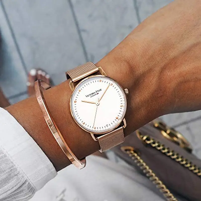 VICTORIA HYDE Oro rosa Analogico Al quarzo donna orologio da polso sostituibile in acciaio Inox miniatura 3