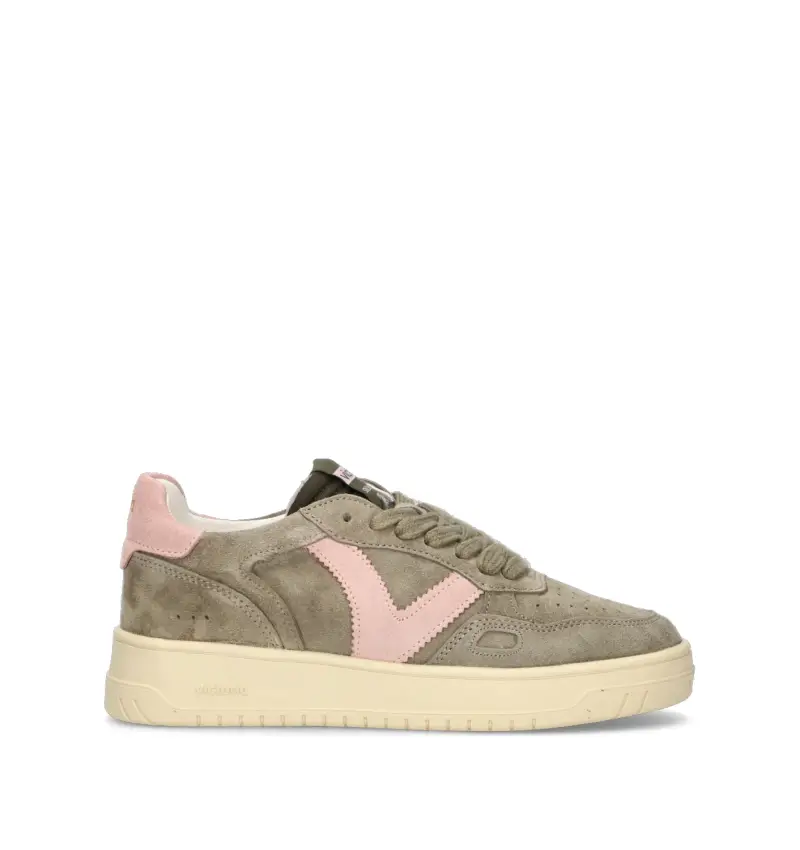 Sneaker donna kaki/rosa in suede Vario