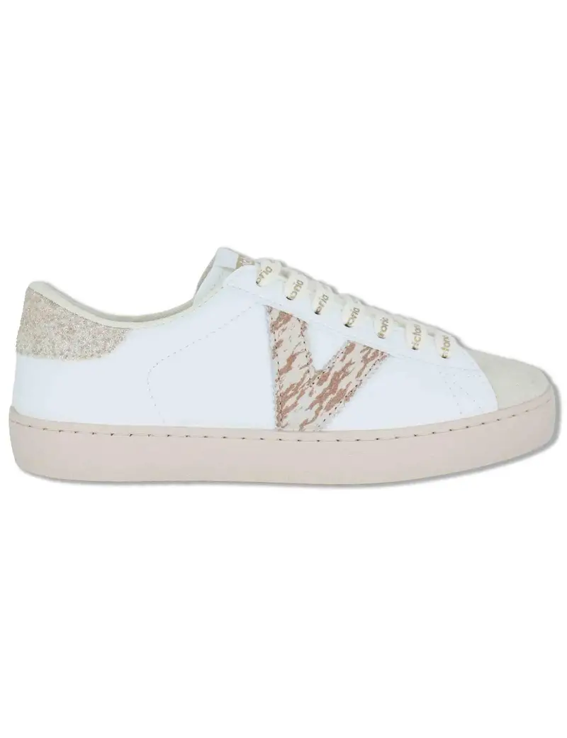 Sneakers Berlin in pelle bianca e leo Donna 1126238 594_Platino
