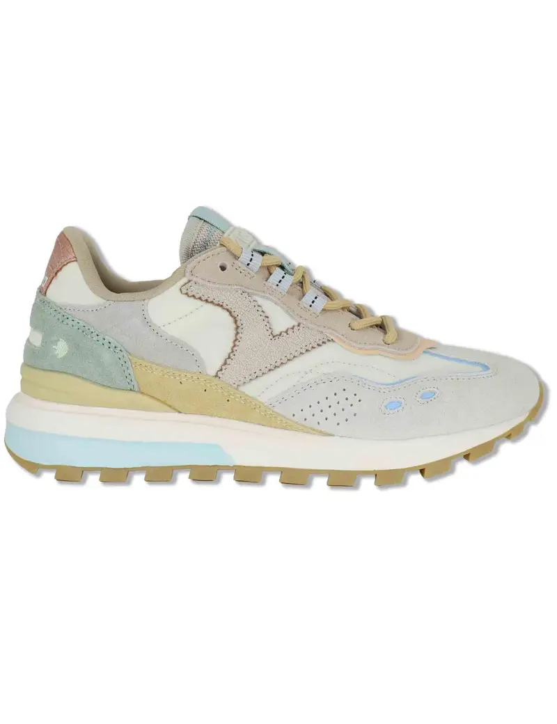 Sneakers Luna in camoscio beige suola running Donna 1156116 80_Beige