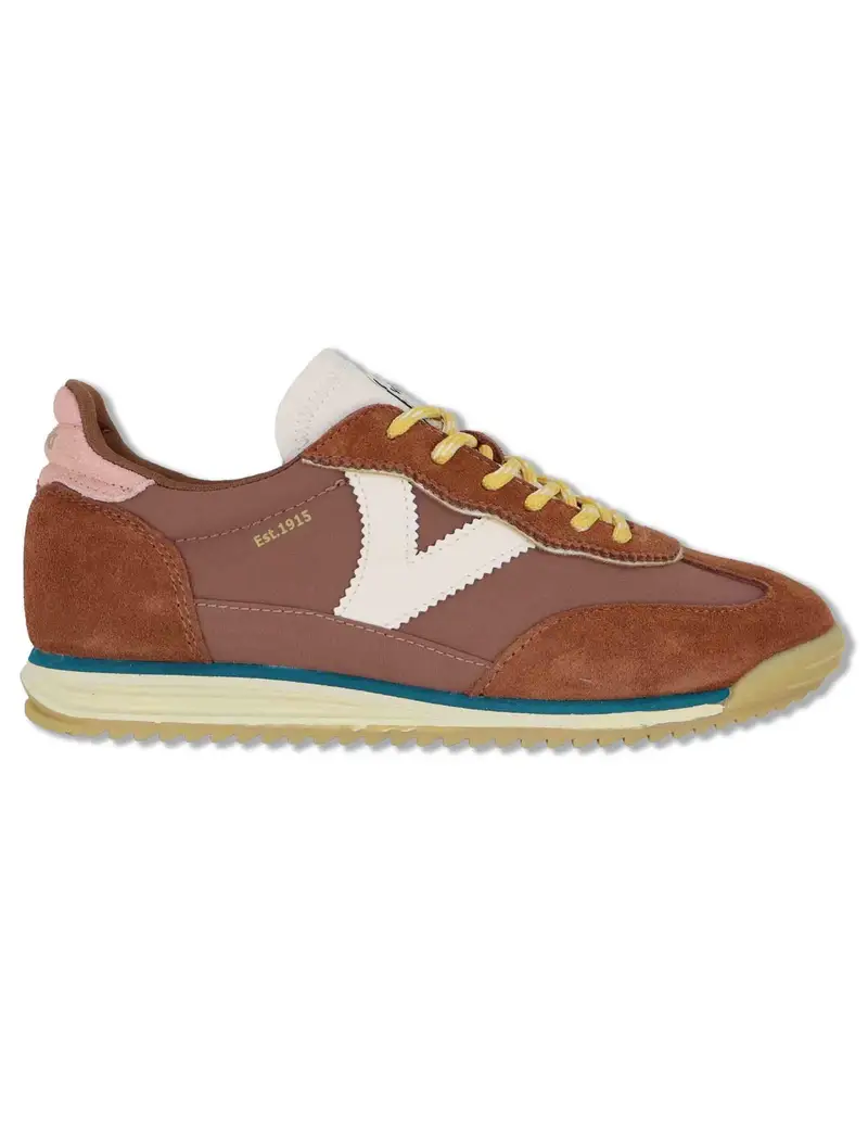 Sneakers Saturno in pelle e tessuto marrone Donna 1158110 79_Terra