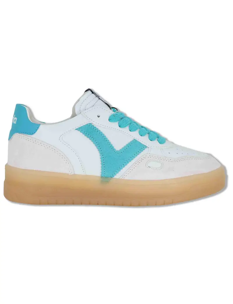 Sneakers Seul in pelle bianca con logo turchese Donna 1257129 31_Turquesa