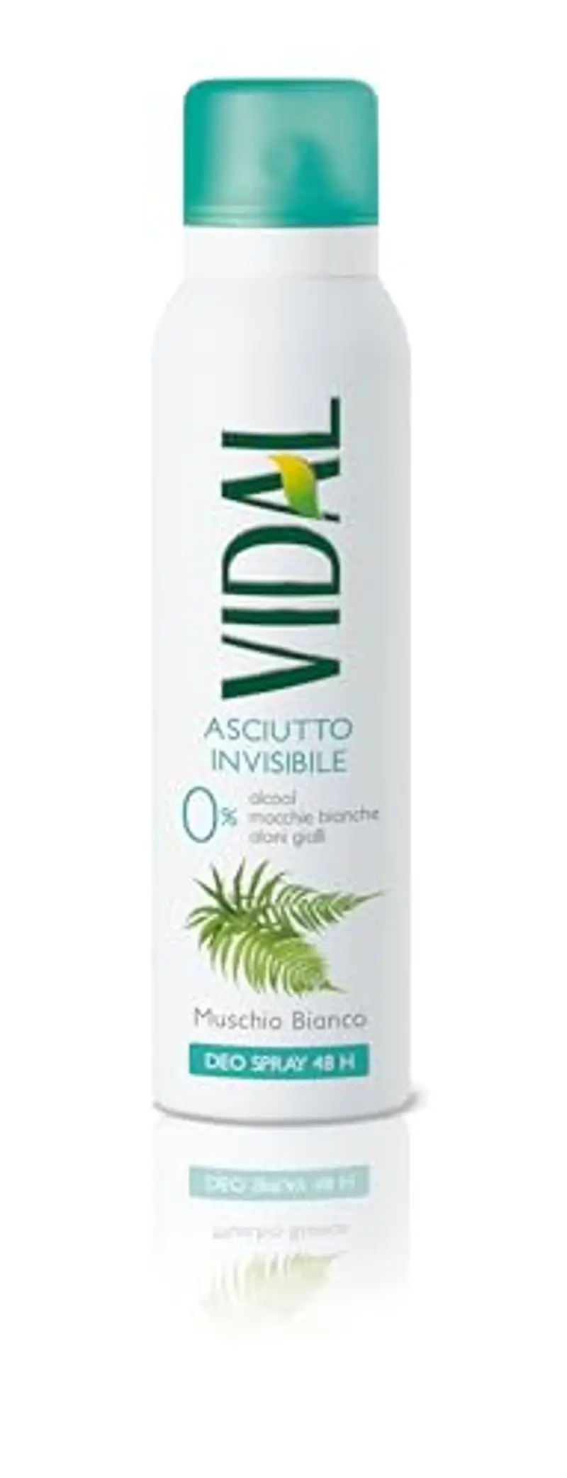 Vidal - Deodorante Spray Asciutto Invisibile, Senza Alcool, Effetto Asciutto fino a 48h, Fragranza Muschio Bianco, 150ml