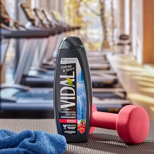 Vidal - Docciaschiuma Energy & Sport, Formula Energizzante, con estratti di Ginseng e Guaranà, Dermatologicamente miniatura 3