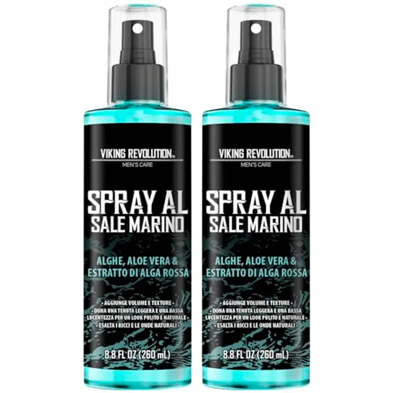 Viking Revolution - Sea Salt Spray - Spray al Sale Marino per Capelli Uomo con Alghe, Aloe Vera ed Alga Rossa - Spray Volumizzante per Aggiungere Volume e Texture - Spray Texturizzante - 2 x 260 ml