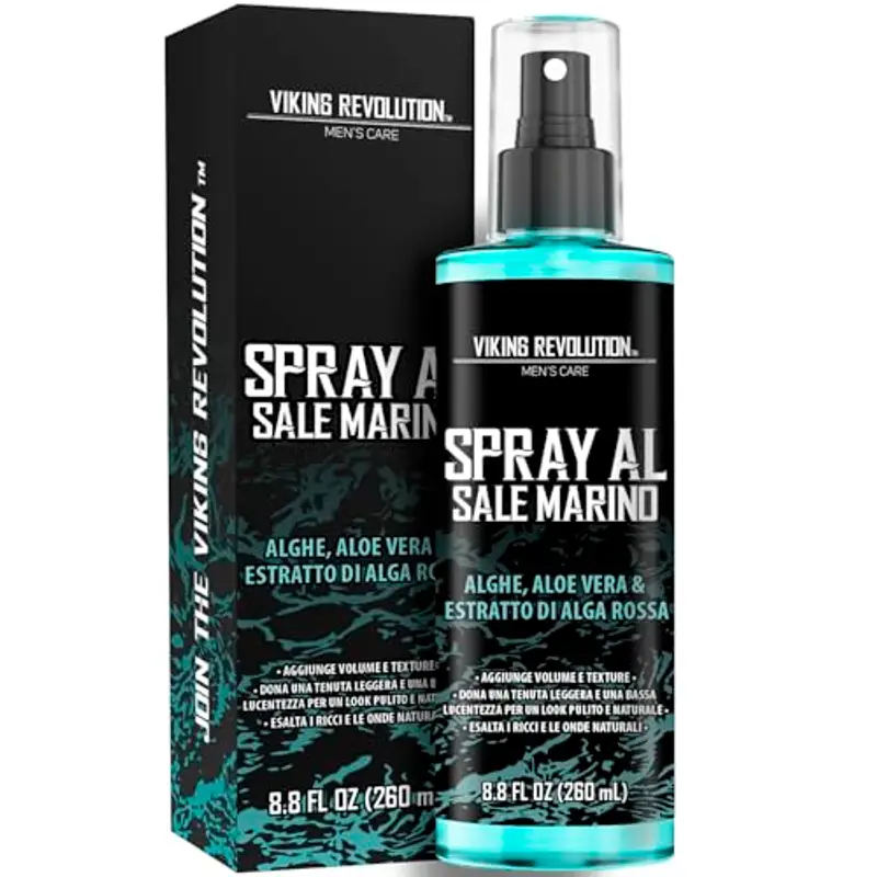 Viking Revolution - Sea Salt Spray - Spray al Sale Marino per Capelli Uomo con Alghe, Aloe Vera ed Alga Rossa -Volumizzante per Aggiungere Volume e Texture - Spray Texturizzante - 260ml