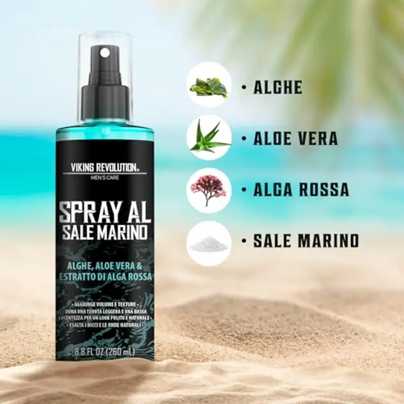 Viking Revolution - Sea Salt Spray - Spray al Sale Marino per Capelli Uomo con Alghe, Aloe Vera ed Alga Rossa -Volumizzante per Aggiungere Volume e Texture - Spray Texturizzante - 260ml miniatura 2