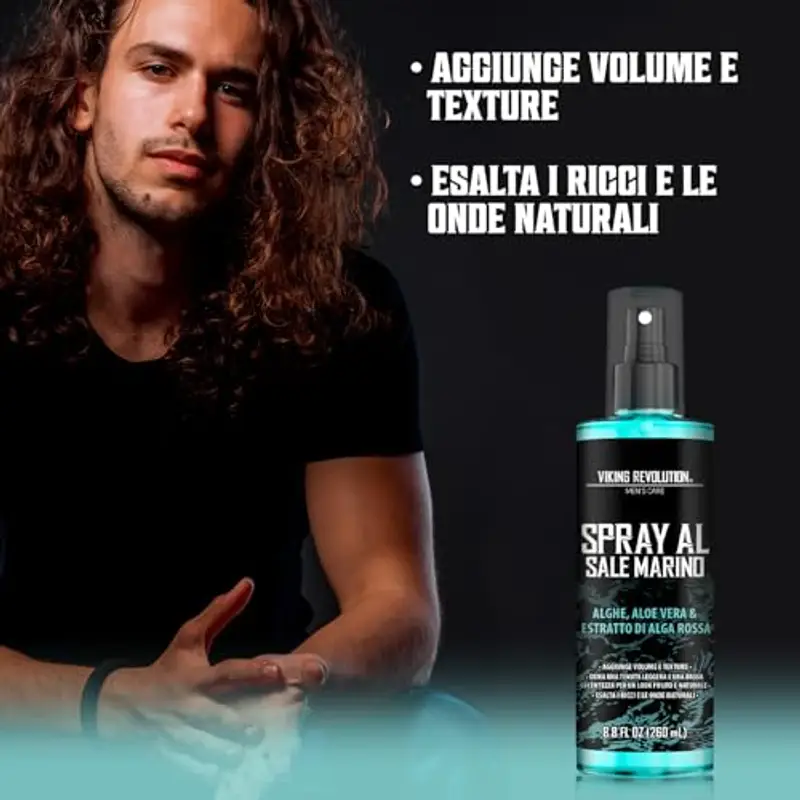 Viking Revolution - Sea Salt Spray - Spray al Sale Marino per Capelli Uomo con Alghe, Aloe Vera ed Alga Rossa -Volumizzante per Aggiungere Volume e Texture - Spray Texturizzante - 260ml miniatura 3