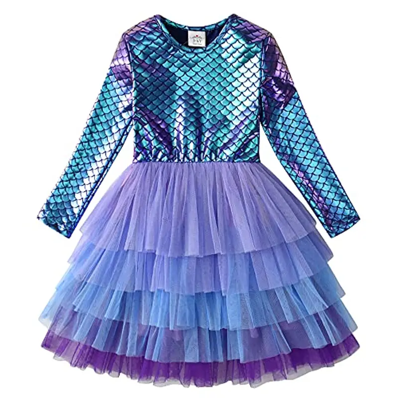 VIKITA Vestito Ragazze Principessa Sirena Colorata Costume Abiti Lh4599 2-3 Anni