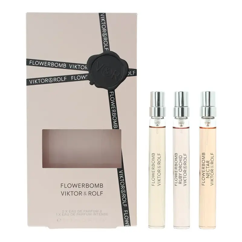 Set Viktor & Rolf Flowerbomb Ruby Orchid Eau De Parfum per donna 10 ml + Flowerbomb Nectar Eau De Parfum per donna 10 ml + Flowerbomb E