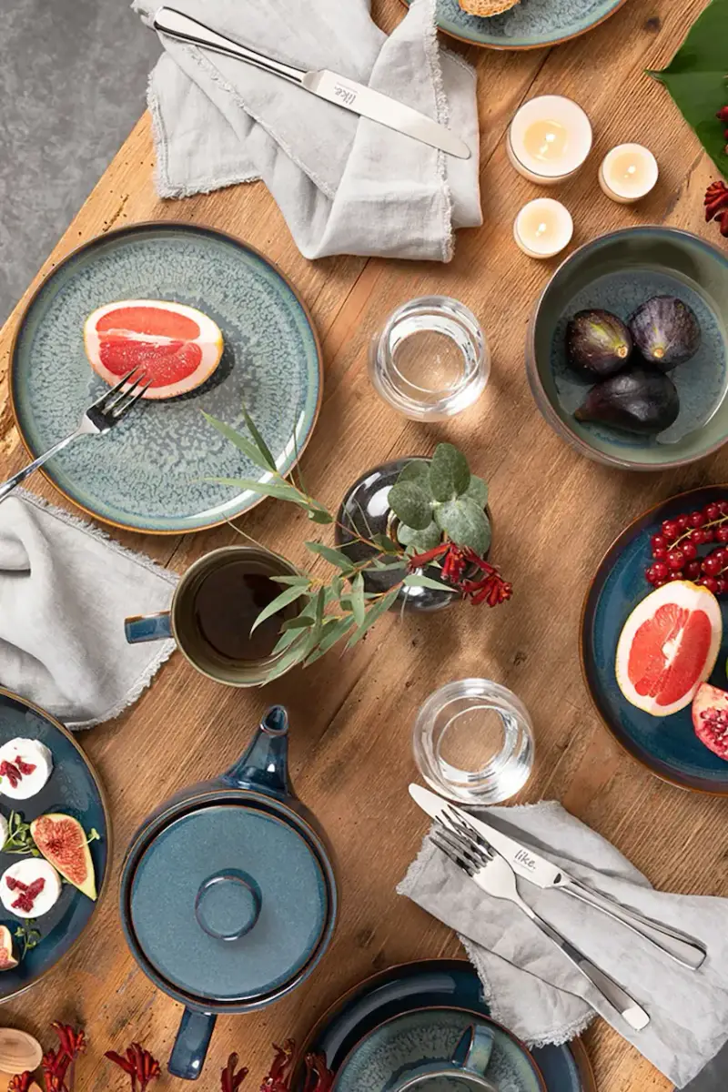 set da pranzo per 2 persone colore blu navy miniatura 2