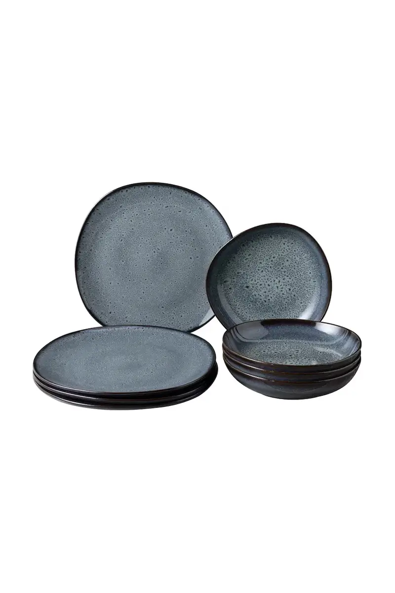set da pranzo per 4 persone Lave Gris pacco da 8 Blu