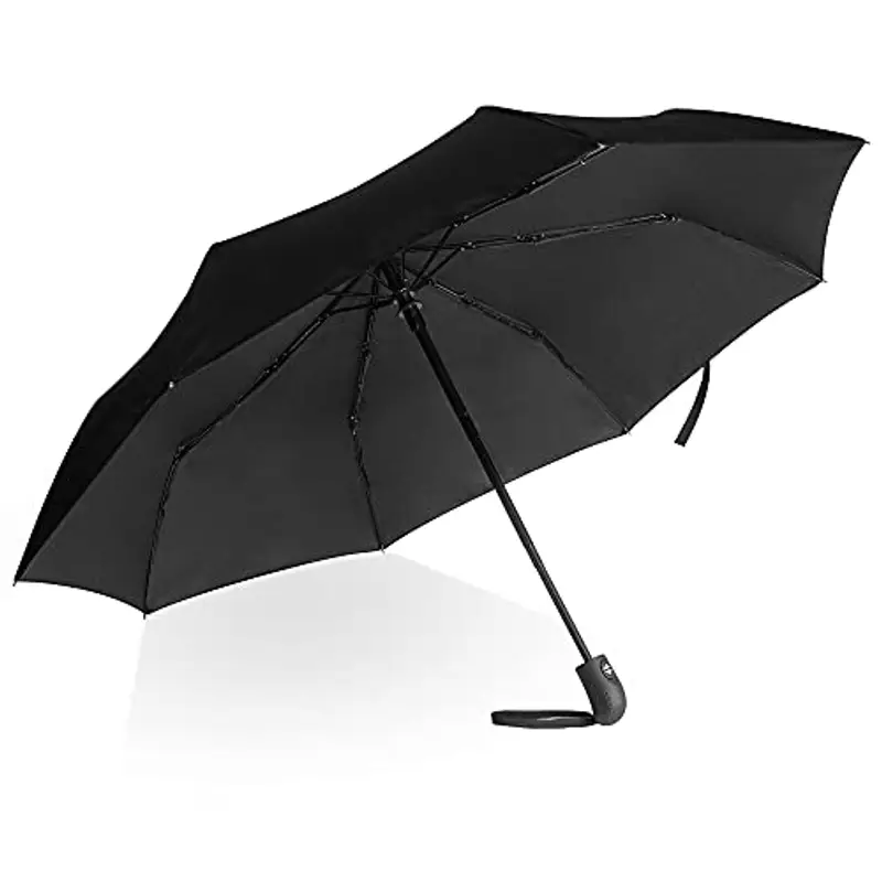 Villkin Ombrello resistente alle tempeste con accensione automatica, ombrello robusto e di alta qualità, nero, per uomo e donna, 107 cm di larghezza
