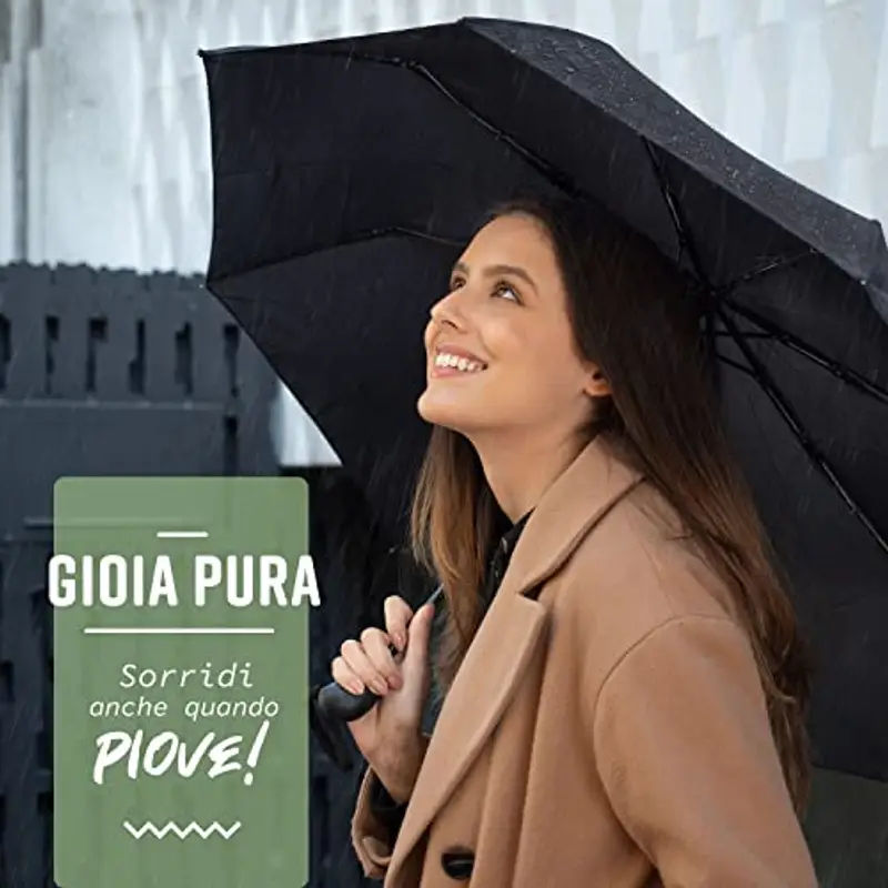 Villkin Ombrello resistente alle tempeste con accensione automatica, ombrello robusto e di alta qualità, nero, per uomo e donna, 107 cm di larghezza miniatura 3