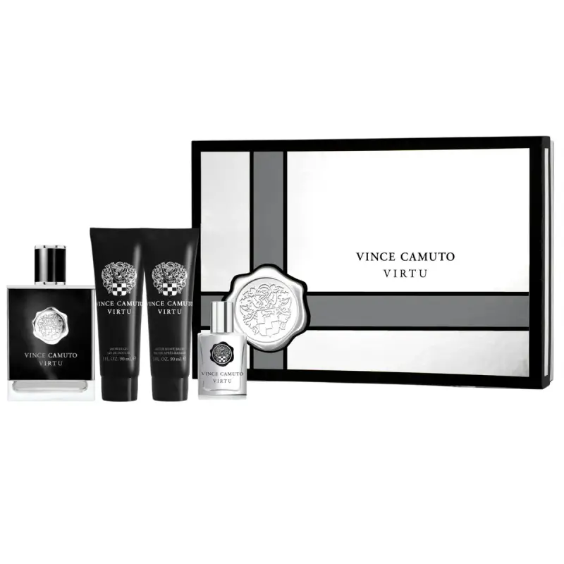 Set Vince Camuto Virtu Eau De Toilette da uomo 100 ml + Virtu Eau De Toilette da uomo 15 ml + Virtu Moisturizing After-Shave Balm 90 ml