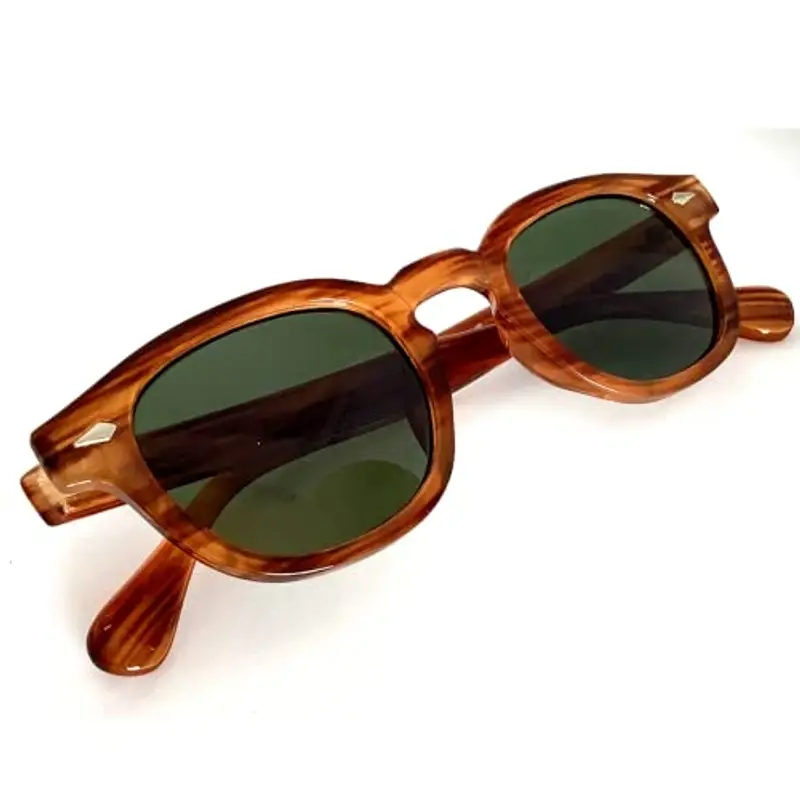 Vintange Sunglasses OCCHIALI DA SOLE MODELLO MOSCOT JOHNNY DEPP TONY STARKS OSVALDO UV 400 NOVITÀ 2022 (LEGNO SCURO VERDE) miniatura 3