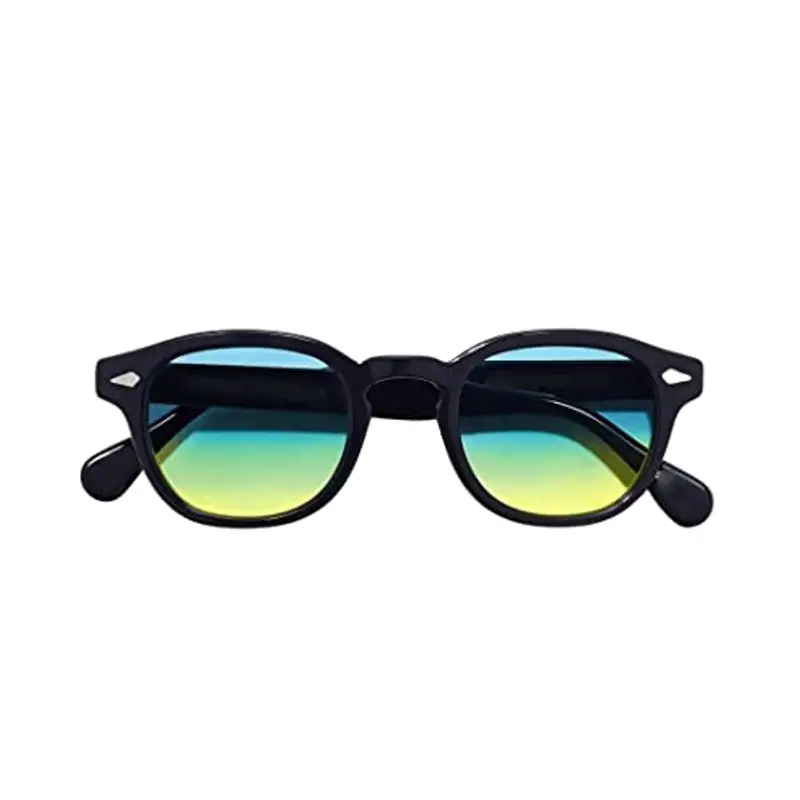Vintange Sunglasses OCCHIALI DA SOLE MODELLO MOSCOT JOHNNY DEPP TONY STARKS OSVALDO UV 400 NOVITÀ 2022 (SFUMATO BLU GIALLO) miniatura 2