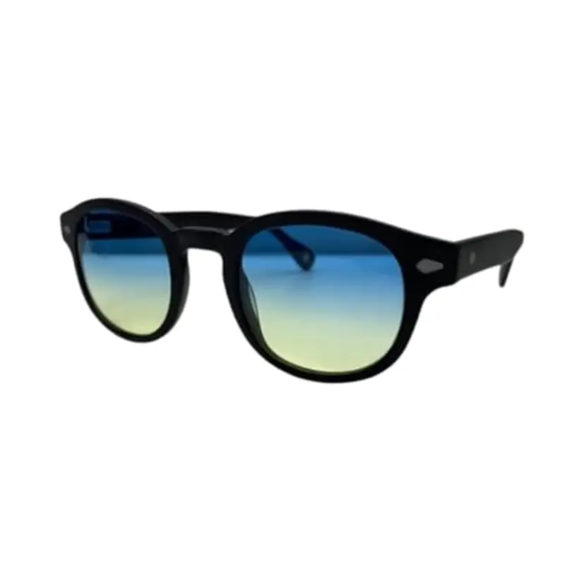 Vintange Sunglasses OCCHIALI DA SOLE MODELLO MOSCOT JOHNNY DEPP TONY STARKS OSVALDO UV 400 NOVITÀ 2022 (SFUMATO BLU GIALLO) miniatura 3