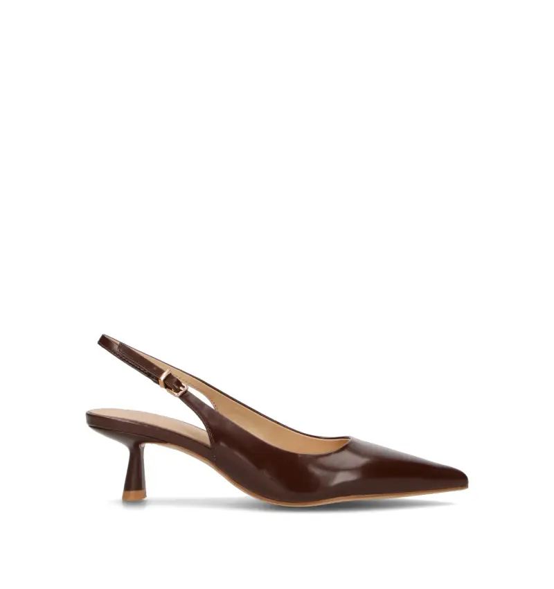 Slingback donna marrone in pelle Vario