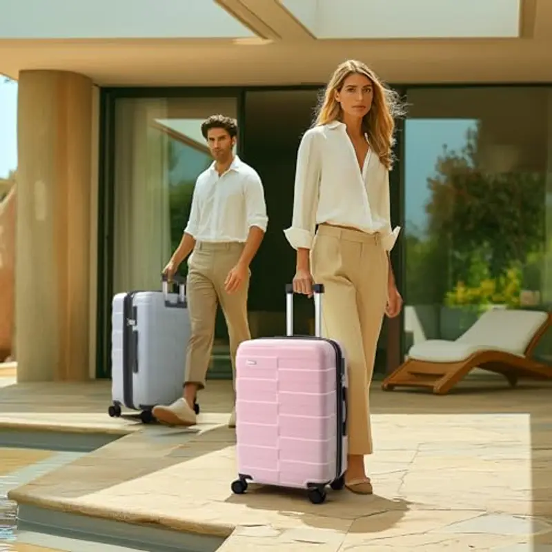 Vipbox Set 3 Valigie Rigide (3 ANNI DI SERVIZIO VIP) Espandibile Policarbonato Ultra Leggera Set Trolley da Viaggio Durevole Valigia con Chiusura TSA e 4 Ruote, Macaron (BPG) miniatura 2