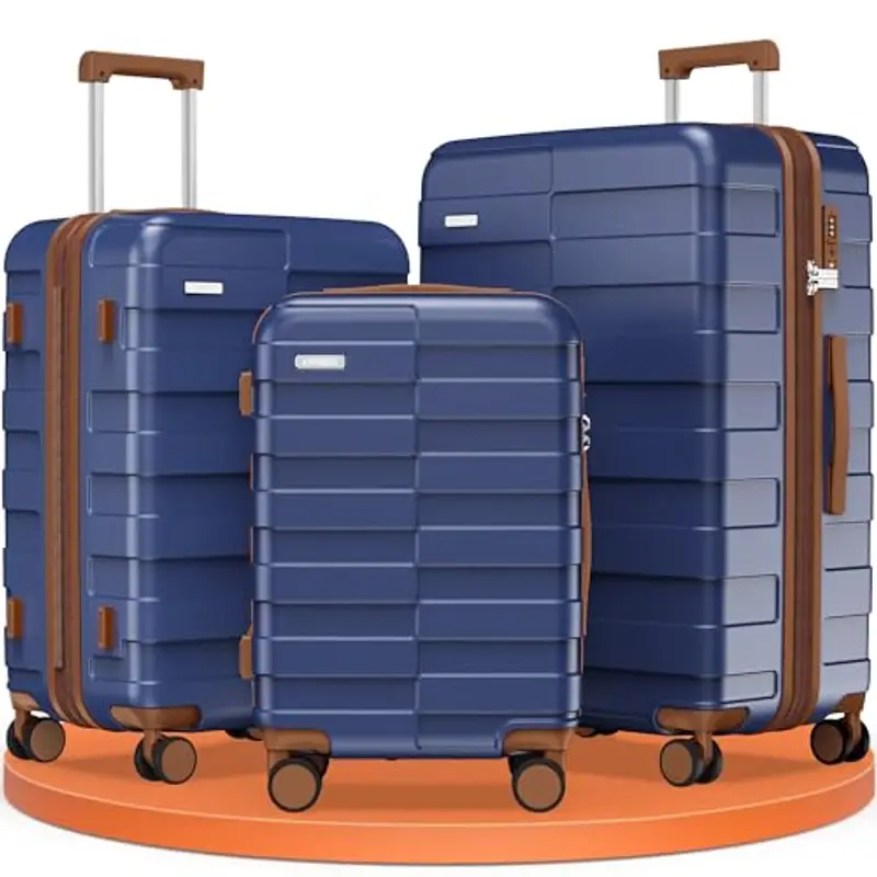 Vipbox Valigie Rigide Media 65cm (3 ANNI DI SERVIZIO VIP) Espandibile Policarbonato Ultra Leggera Trolley da Viaggio Durevole Valigia con Chiusura TSA e 4 Ruote, Blu Classico