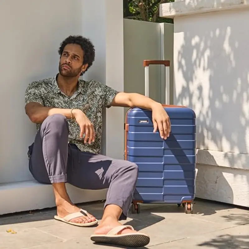 Vipbox Valigie Rigide Media 65cm (3 ANNI DI SERVIZIO VIP) Espandibile Policarbonato Ultra Leggera Trolley da Viaggio Durevole Valigia con Chiusura TSA e 4 Ruote, Blu Classico miniatura 3