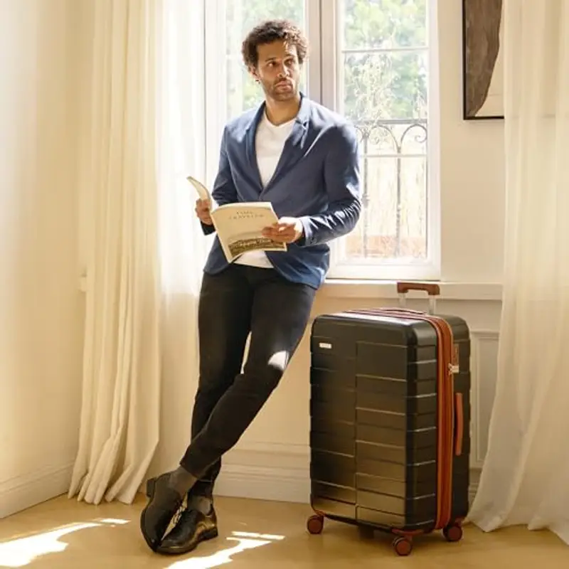 Vipbox Valigie Rigide Piccolo 55cm (3 ANNI DI SERVIZIO VIP) Policarbonato Ultra Leggera Trolley da Viaggio Durevole Valigia con Chiusura TSA e 4 Ruote, Nero Premium miniatura 3