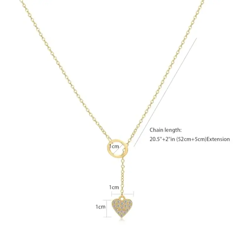 VIROMY Collana Oro Donna18K Placcato Oro Cuore Con Cerchio Traforato a Strato Singolo Collana Gioielli da Donna Personalizzati miniatura 2