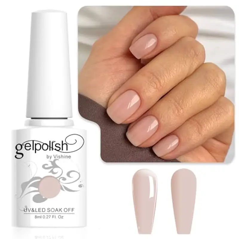 Vishine 8ml Smalto Semipermanente Neutro Trasparente Colore Pelle, Gel Smalto per Unghie Naturale Effetto Gelatina per