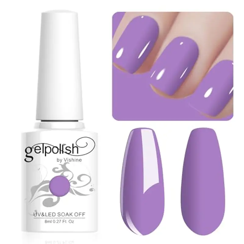 Vishine Smalto Gel per Unghie, 8ml Lavanda, UV LED Soak Off, Nail Art DIY Manicure per Donne e Ragazze #075