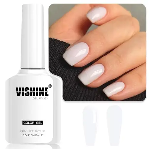 Vishine Smalto Gel Semi-Permanente Milky White, Naturale, Bianco Francese, Manicure Latte, Nail Art, Soak Off UV LED miniatura 2