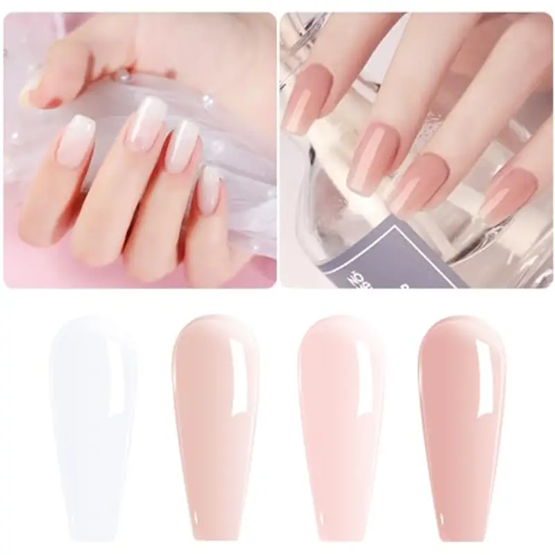 Vishine smalto gel semipermanente, 4 colori, trasparente, bianco latte, rosa, smalto naturale, gel di cristallo, asciugatura con UV/LED, 8 ml miniatura 2